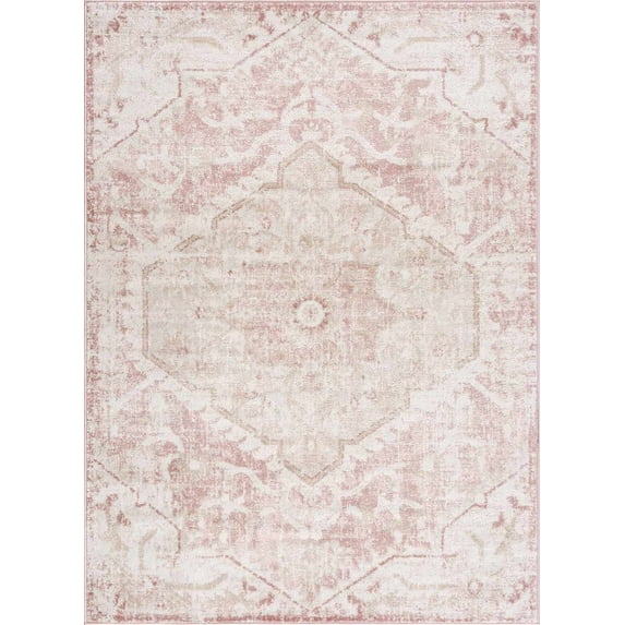 BoutiqueRugs Leonora Traditional Area Rug - Pale Pink, Plum, Peach - 8'10" x 12'