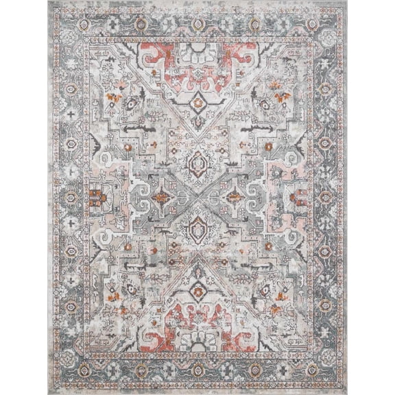 BoutiqueRugs Bolinas Oriental Boho Vintage Area Rug - Farmhouse Traditional Patterned Carpet for Living Room, Dining Room - Green, Olive, Sage, Pink, Cream, Brown - 7'10" x 10'3" (8x10)