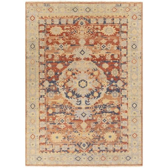 BoutiqueRugs Brookeland Traditional Area Rug - Beige, Brick Red, Navy - 2' x 3'