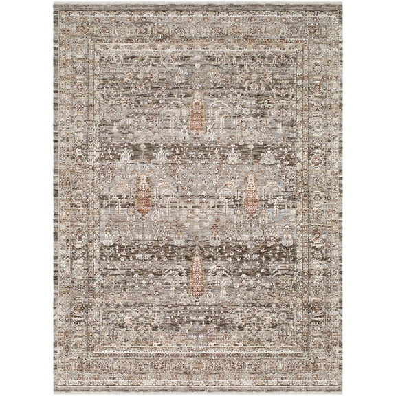 BoutiqueRugs Brycen Traditional Area Rug - Dark Brown, Cream, Medium Gray - 5'3" x 7'
