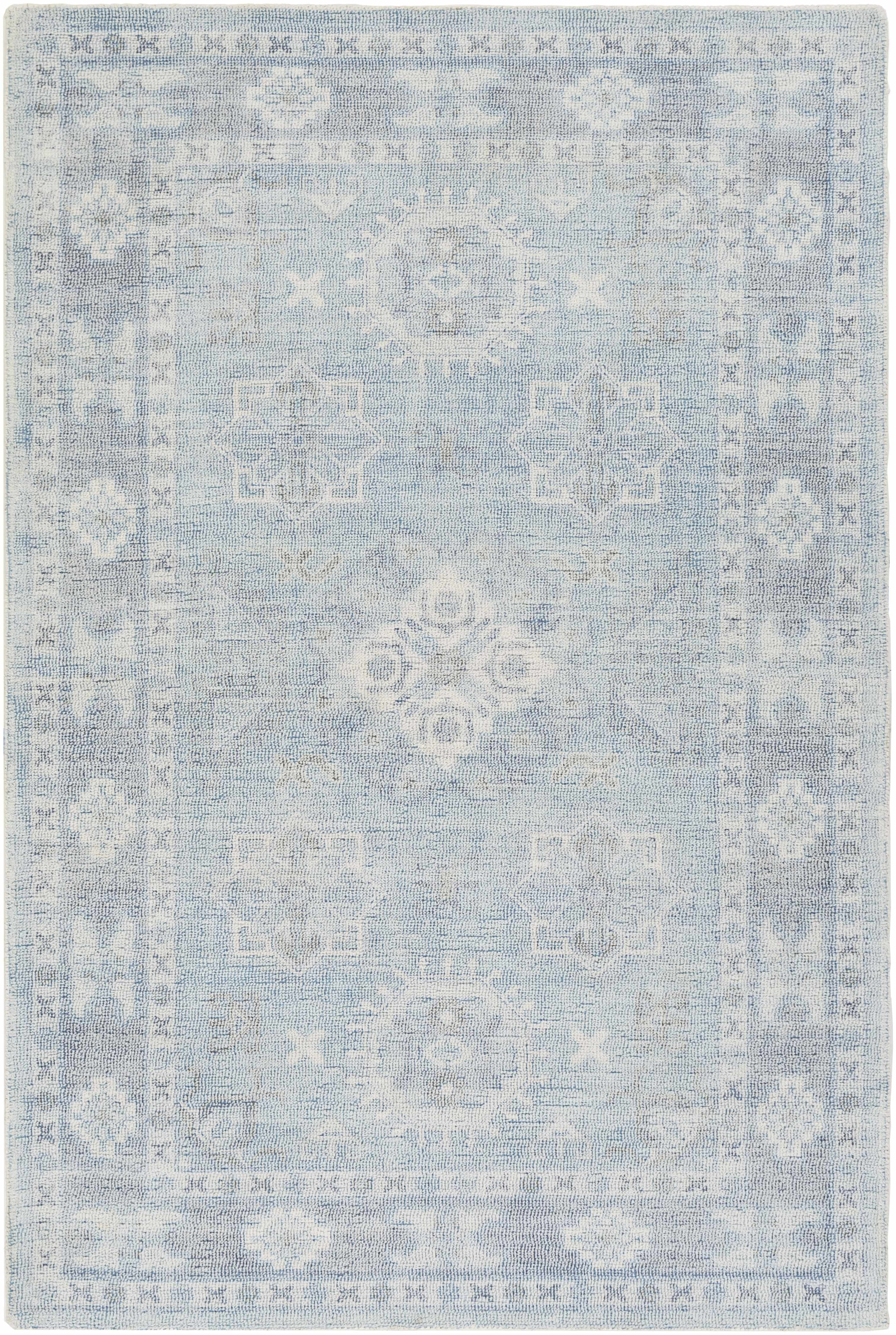 Blue Hand-Tufted Wool and Cotton 8' x 10' Area Rug