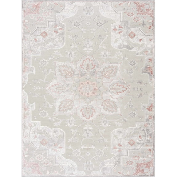BoutiqueRugs Calum Farmhouse Area Rug - Pink, Gray - 4' x 6'