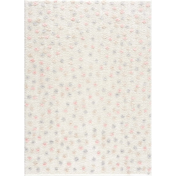BoutiqueRugs Cansu Polka Dot Shag Area Rug - Beige, Light Blue, Light Pink - 2' x 3'