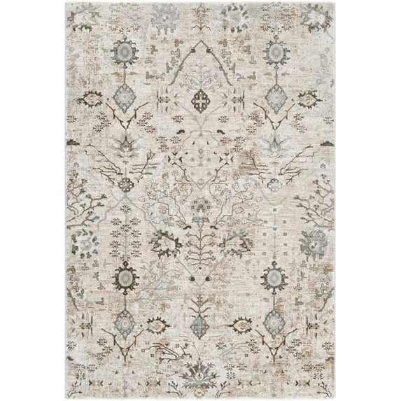 BoutiqueRugs Claydon Traditional Floral Area Rug - Taupe, Peach, Olive - 7'10" x 10'2"