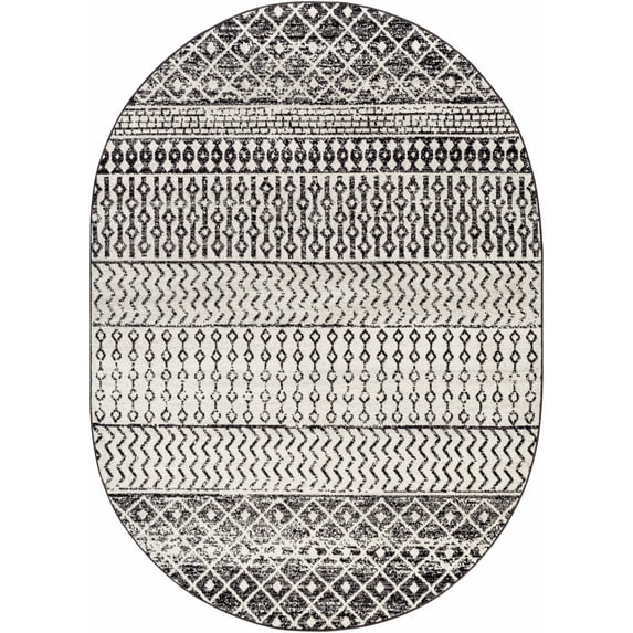 BoutiqueRugs Constantinople Farmhouse Moroccan Geometric Area Rug - Boho Aztec Tribal Carpet for Living Room - Black, Gray, Light Gray - 3'1" x 4'11"