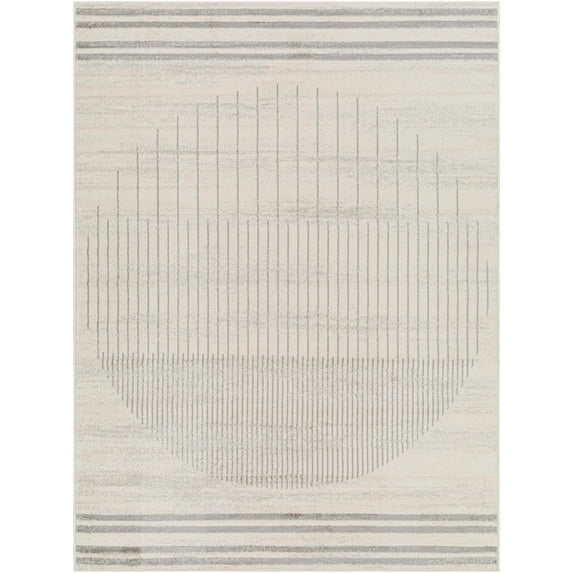 BoutiqueRugs Dung White and Gray Modern Abstract Geometric Oversized Area Rug - Minimalist Contemporary Striped Rug for Living Room, Bedroom, Dining Room - Light Gray, Cream - 11'10" x 15'
