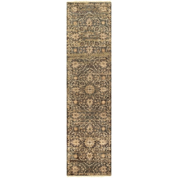 BoutiqueRugs Eccles Traditional Runner Rug - Charcoal, Medium Gray, Gray - 2'6" x 10' Runner