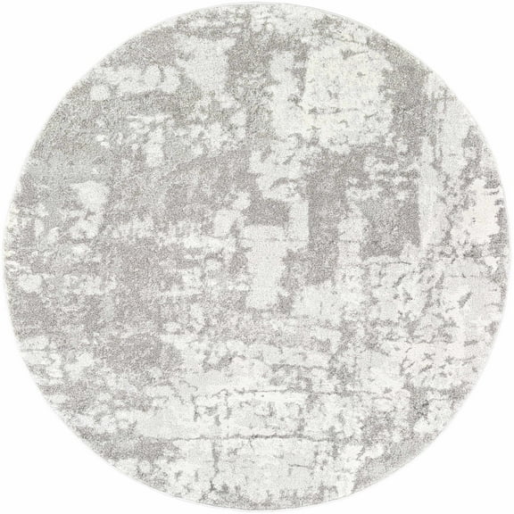 BoutiqueRugs Elsa Contemporary Area Rug - Medium Gray, Light Gray, Ivory - 7'10" Round