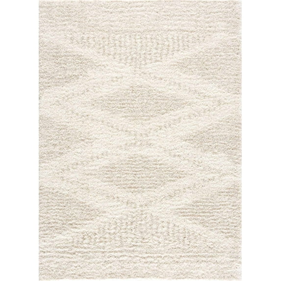 BoutiqueRugs Galaxy Boho Moroccan Geometric Shag Large Area Area Rug - High Pile Super Soft Carpet for Living Room, Bedroom - Light Beige, Cream, White - 7'10" x 10'3"