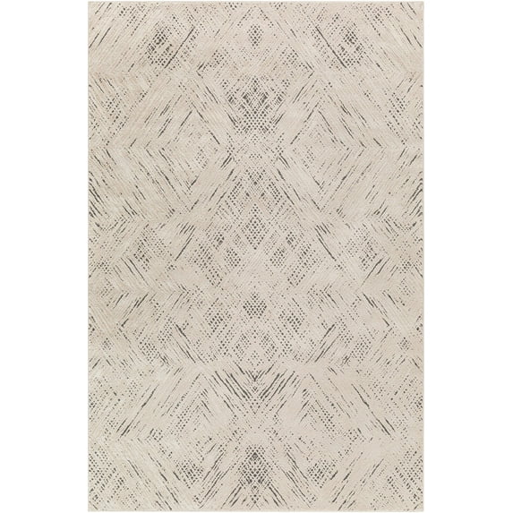 BoutiqueRugs Garza Contemporary Area Rug - Machine Washable - Bone, Eggplant, Cloud Gray - 6'4" x 9'