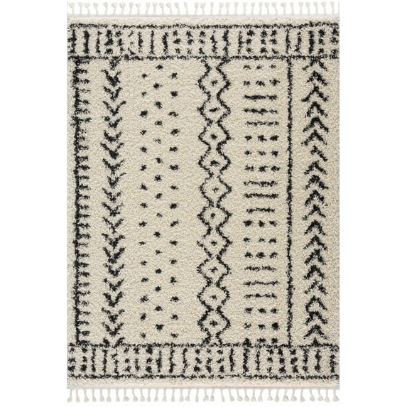 BoutiqueRugs Hauppauge Bohemian Polypropylene Area Area Rug - Charcoal, Beige - 5'3" x 7'