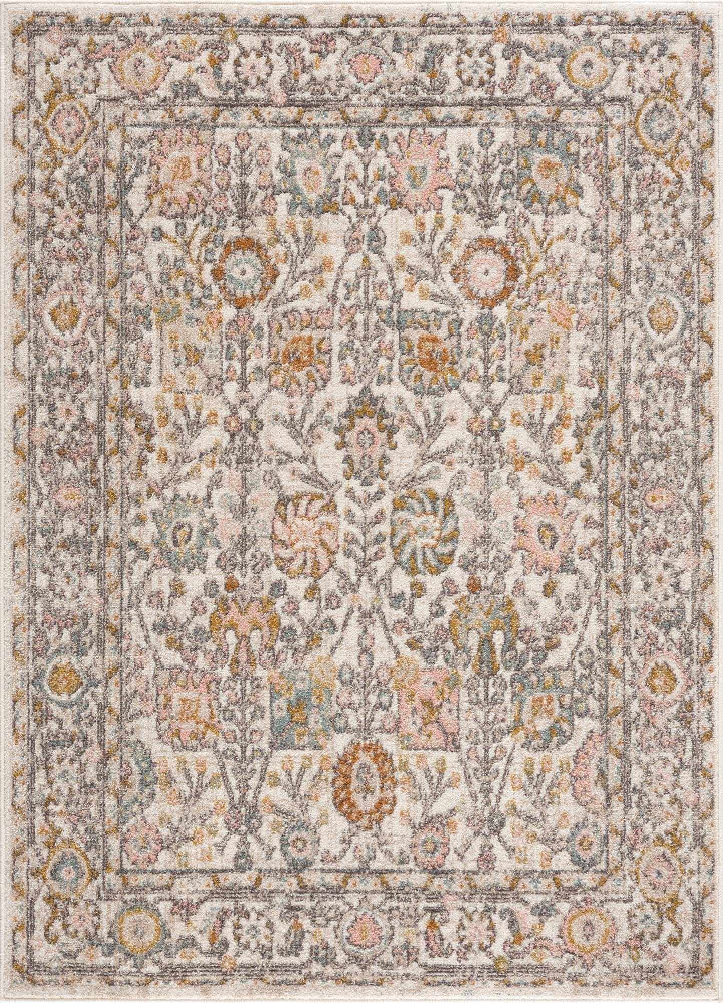 Herstmonceux Blue and Pink Traditional Synthetic Area Rug 7'10" x 10'2"