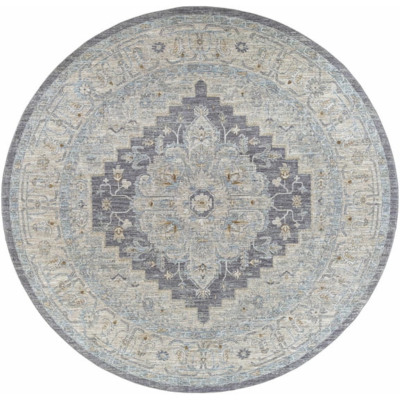 BoutiqueRugs Highgale Gray&Blue Style Area Rug - Light Gray, Gray, Medium Gray - 5'3" Round