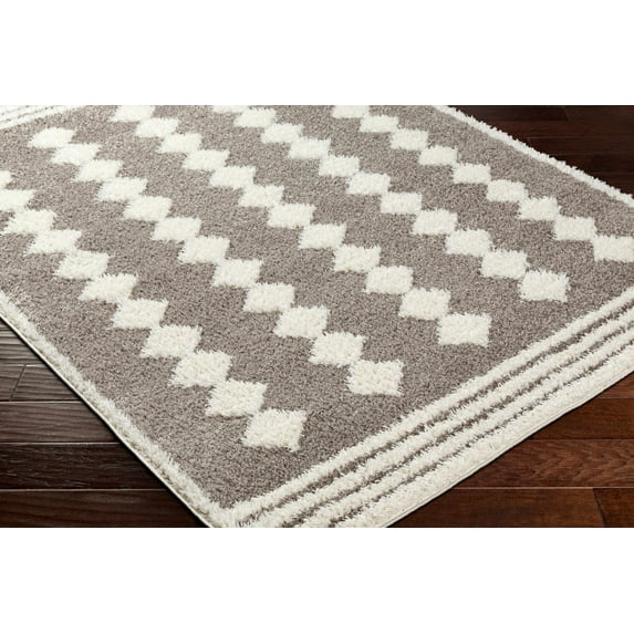 BoutiqueRugs Hija Contemporary Area Rug - Charcoal, White - 5'3" x 7'