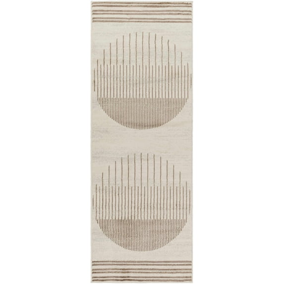 BoutiqueRugs Howi Contemporary Runner Rug - Cream, Dark Red, Light Slate - 2'7" x 10' Runner
