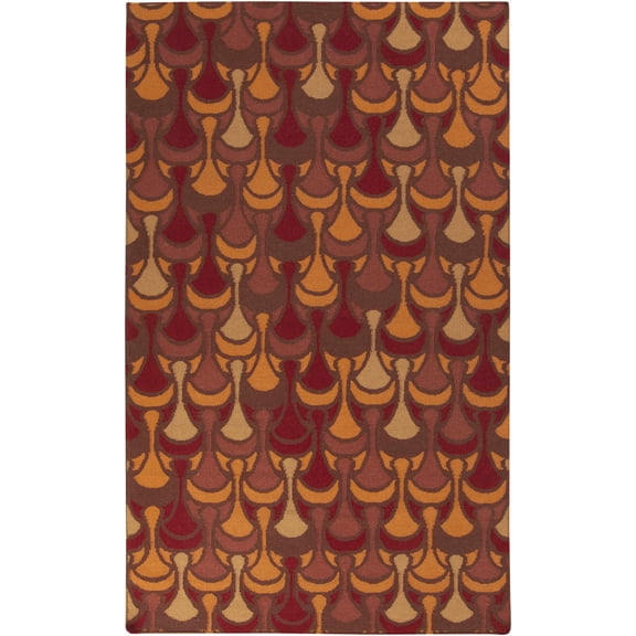 BoutiqueRugs Ilford Contemporary Area Rug - Red, Burnt Orange, Dark Brown - 2' x 3'