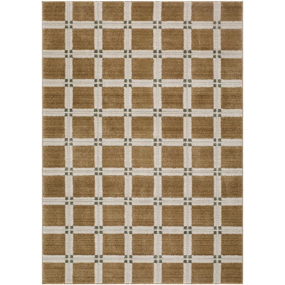 BoutiqueRugs Kalkin Contemporary Area Rug - Dark Brown, Off - White, Light Gray - 6'7" x 9'
