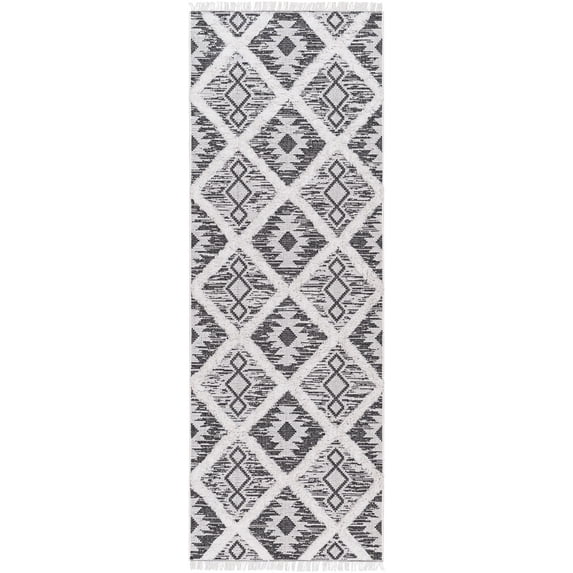 Boutique Rugs Lata Southwestern Runner Rug - Black, White - 2'1" x 3'9" Runner