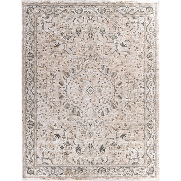 BoutiqueRugs Laughlin Traditional Area Rug - Peach, Taupe, Medium Gray - 2' x 2'11"