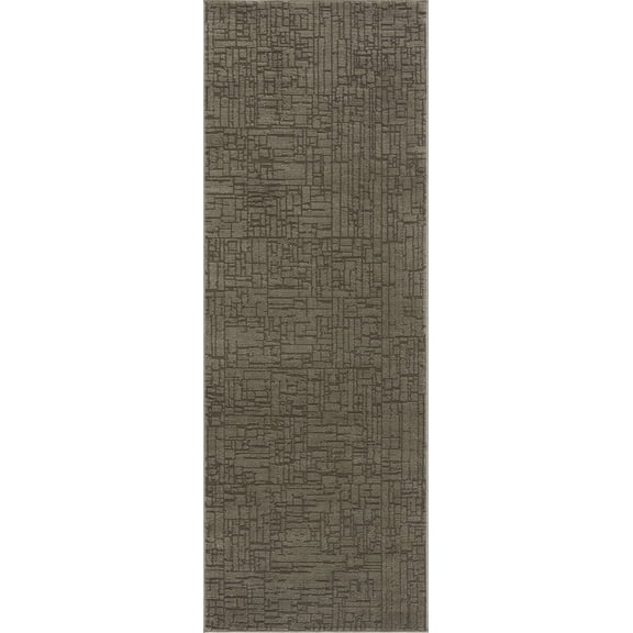 BoutiqueRugs Leanna Solid Runner Rug - Machine Washable - Gray Green, Moss Green - 2'7" x 10' Runner