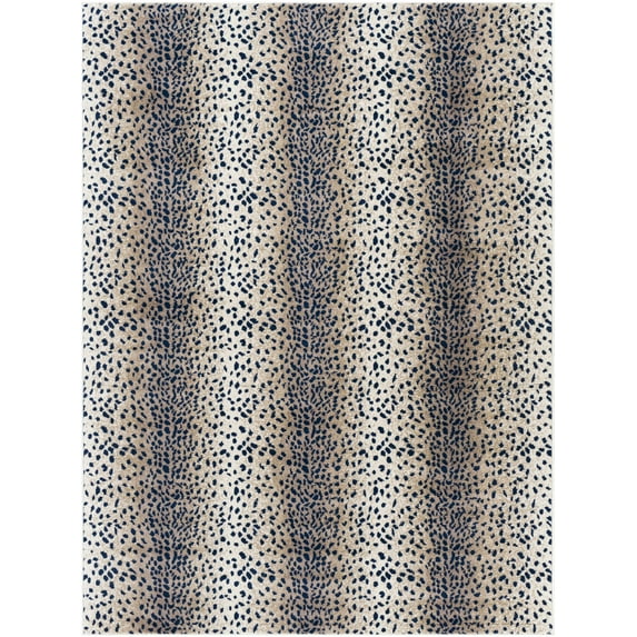 BoutiqueRugs Livingston Contemporary Area Rug - Navy, Tan, Ivory - 6'7" x 9'