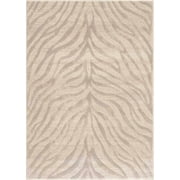 BoutiqueRugs Beige Zebra Contemporary 5x7 Area Rug Light Gray Taupe Animal Print Living Room Bedroom Dining Room Home Office Apartment 5'3" x 7'3" Stain Resista