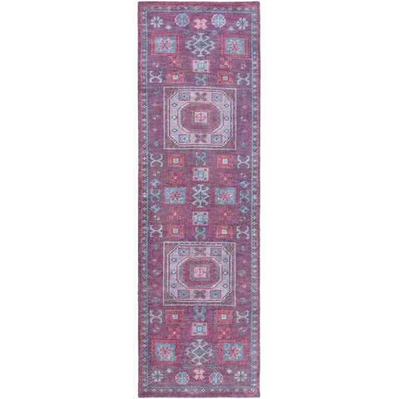 BoutiqueRugs Ogden Traditional Runner Rug - Blue, Burgundy, Lavender - 2'6" x 8' Runner