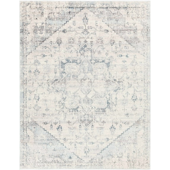 BoutiqueRugs Orrick Oriental Boho Vintage Area Rug - Farmhouse Traditional Patterned Carpet for Living Room, Bedroom - Pale Blue, Aqua, Cream, Brown - 7'10" x 10'3" (8x10)