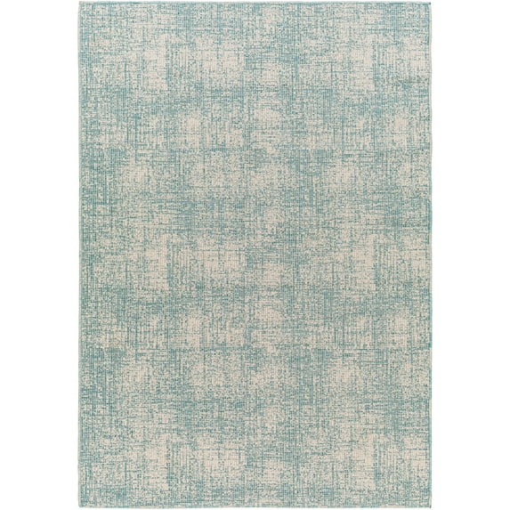 BoutiqueRugs Rhea Contemporary Area Rug - Outdoor Safe - Ivory, Teal, Sage - 5'1" x 7'