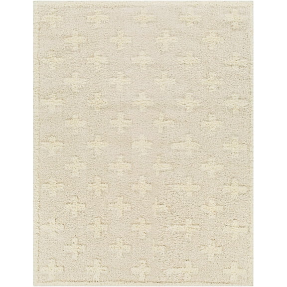 BoutiqueRugs Satu Cream Swiss Cross Area Rug - Beige, Gray, Medium Brown - 5'3" x 7'