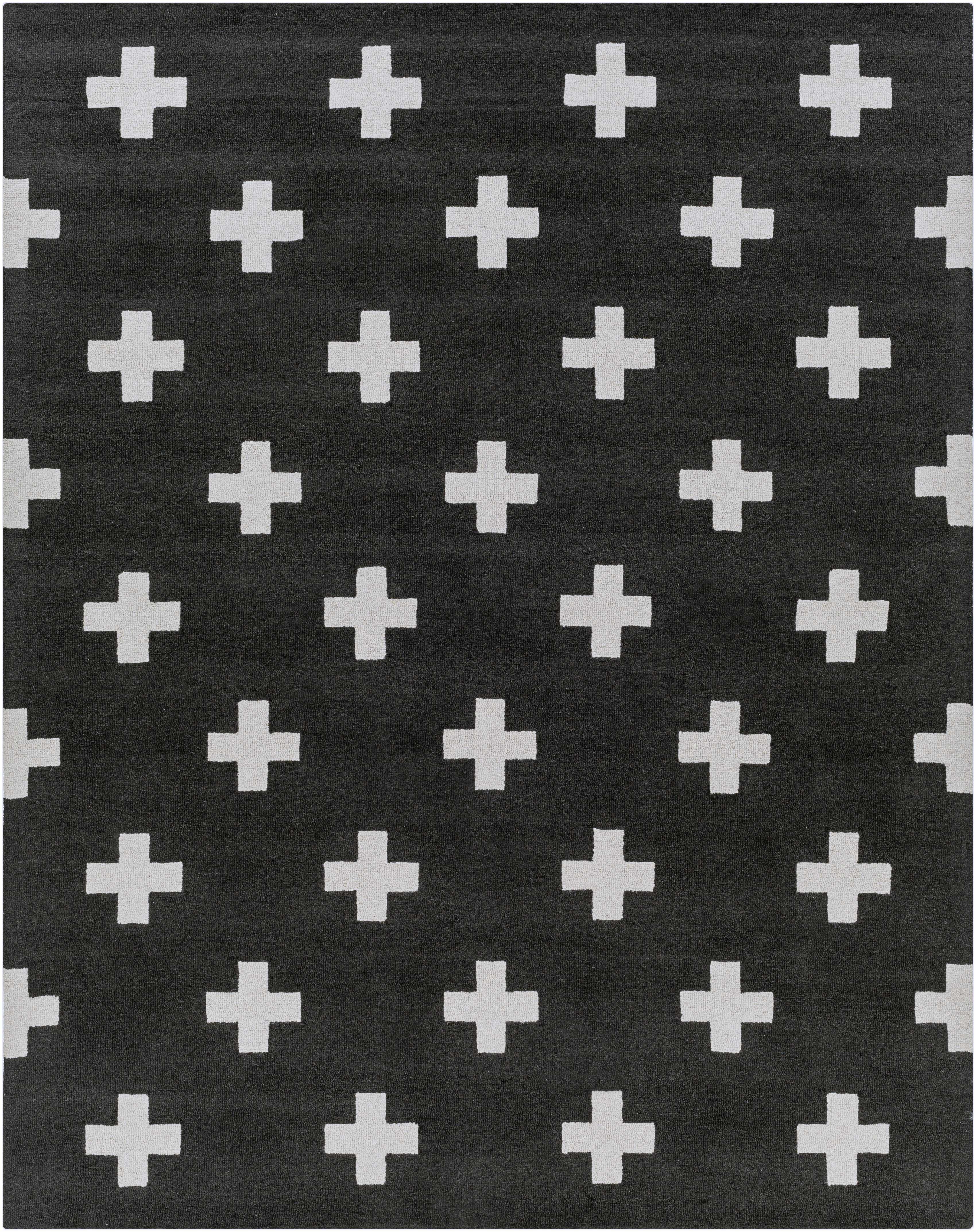Hand Tufted Black and White Wool Geometric Rug