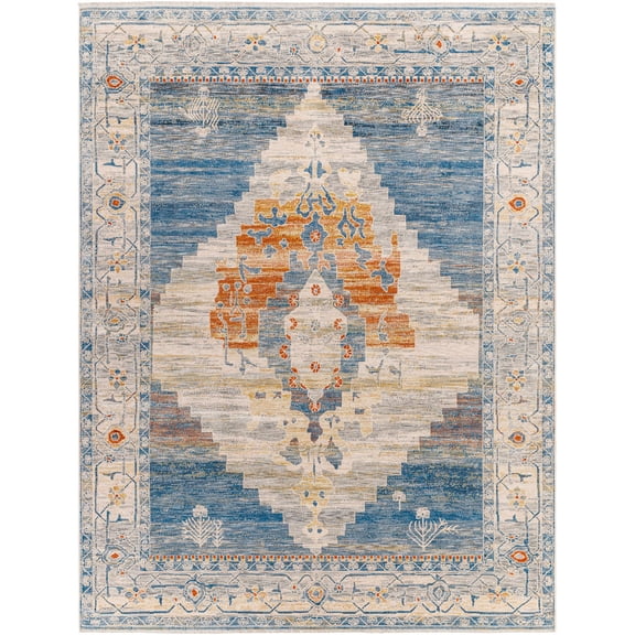 BoutiqueRugs Shin Traditional Area Rug - Slate Blue, Blue, LightBeige - 12' x 15'7"