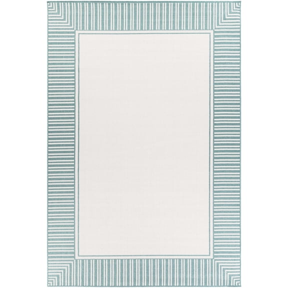 BoutiqueRugs Skipton Traditional, Transitional Area Rug - Outdoor Safe - Teal, White - 5'3" x 7'7"