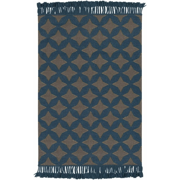 BoutiqueRugs Stonyford Contemporary Area Rug - Navy, Dark Brown, Metallic Gold - 4' x 6'