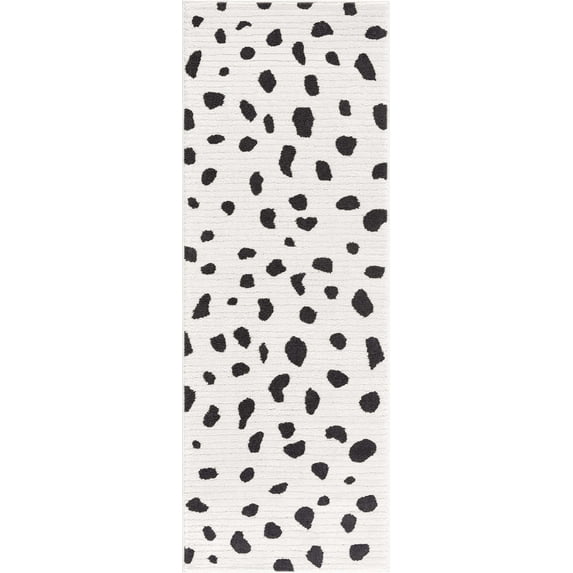 BoutiqueRugs Tariffville Black & White Dalmatian Runner Rug - Black, White, Charcoal - 2'7" x 7'3" Runner