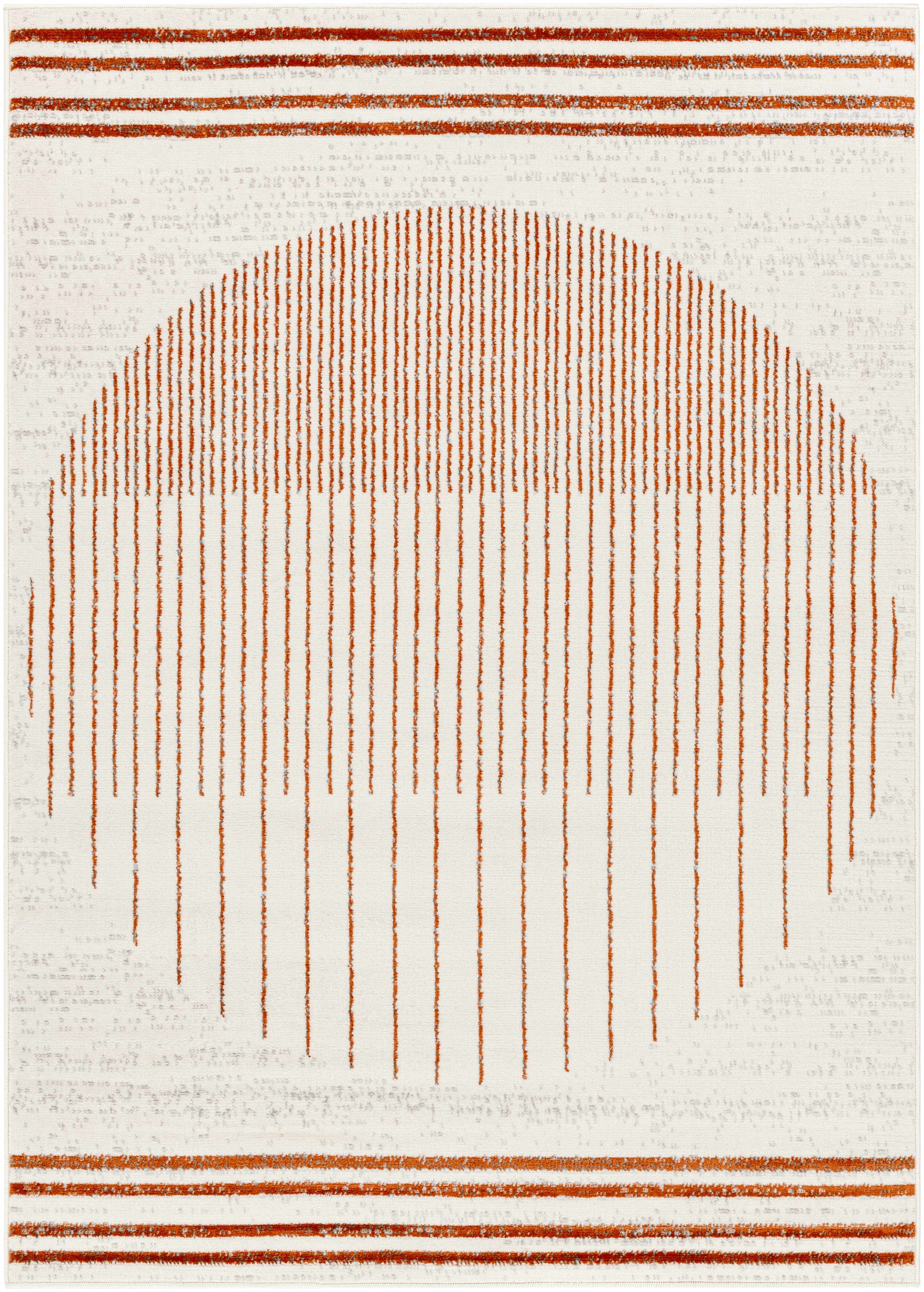 Light Gray and Burnt Orange Geometric Flat Woven Area Rug