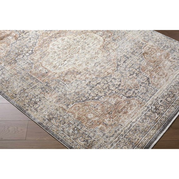 Boutique Rugs Tulio Traditional Area Rug - Gray, Dark Red, Cream - 5'3" x 7'