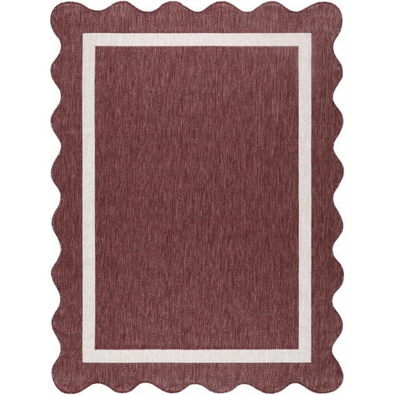 BoutiqueRugs Varro Traditional Area Rug - Outdoor Safe - Burgundy, Cream - 6'7" x 9'