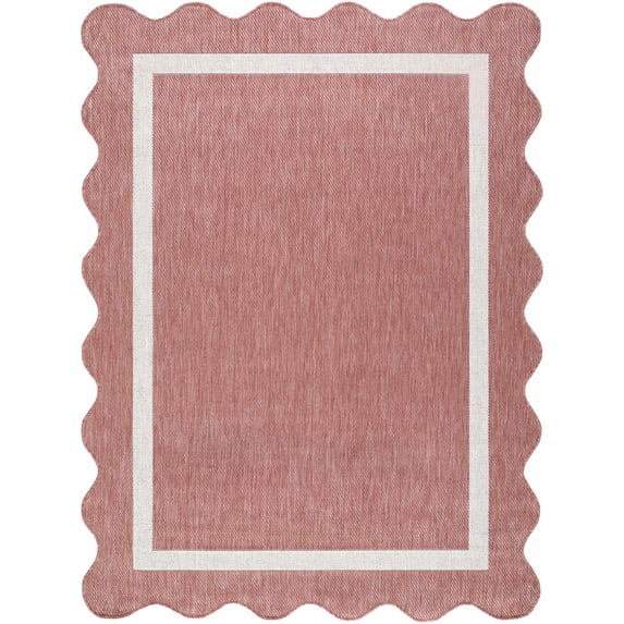 BoutiqueRugs Varro Traditional Area Rug - Outdoor Safe - Dark Pink, Cream - 5'3" x 7'