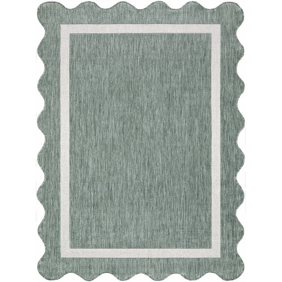 BoutiqueRugs Varro Traditional Area Rug - Outdoor Safe - Medium Green, Cream - 7'10" x 10'