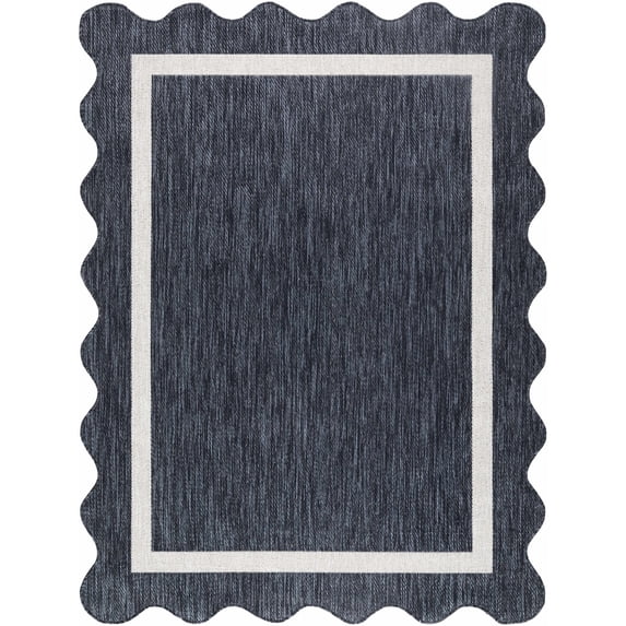 BoutiqueRugs Varro Traditional Area Rug - Outdoor Safe - Navy, Cream - 9'2" x 12'