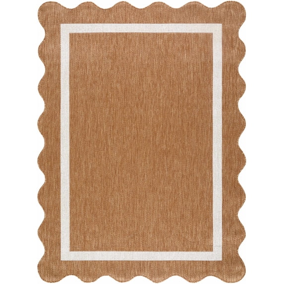 BoutiqueRugs Varro Traditional Area Rug - Outdoor Safe - Rust, Cream - 6'7" x 9'