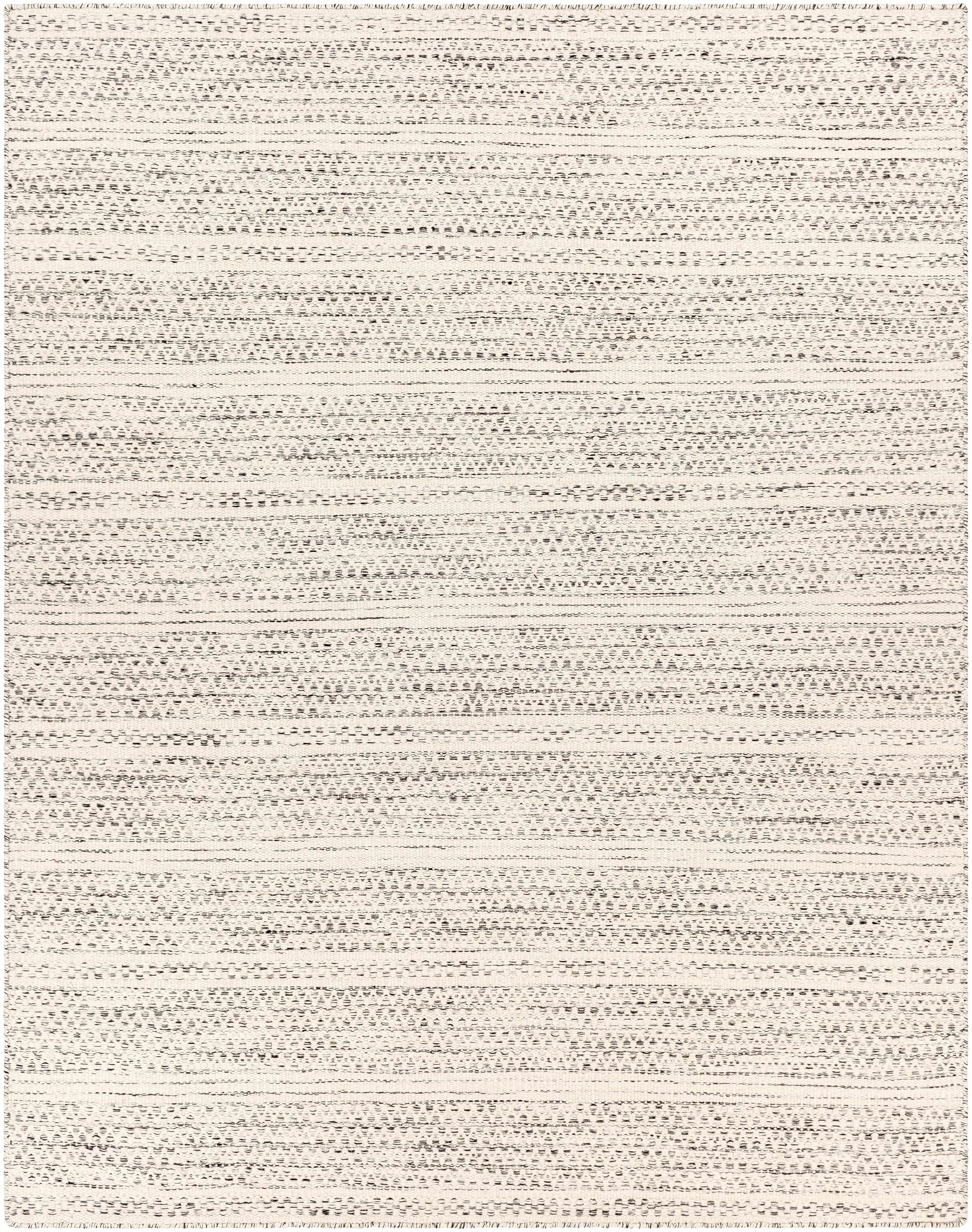 Handmade Black and Cream Wool Flat Woven Square Rug