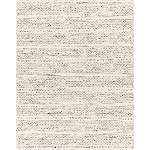 BoutiqueRugs Williford Boho Hand Woven Wool Natural Fiber Oversized Area Rug - Farmhouse Neutral Color Carpet for Living Room, Bedroom - Cream, Black - 10' x 14'