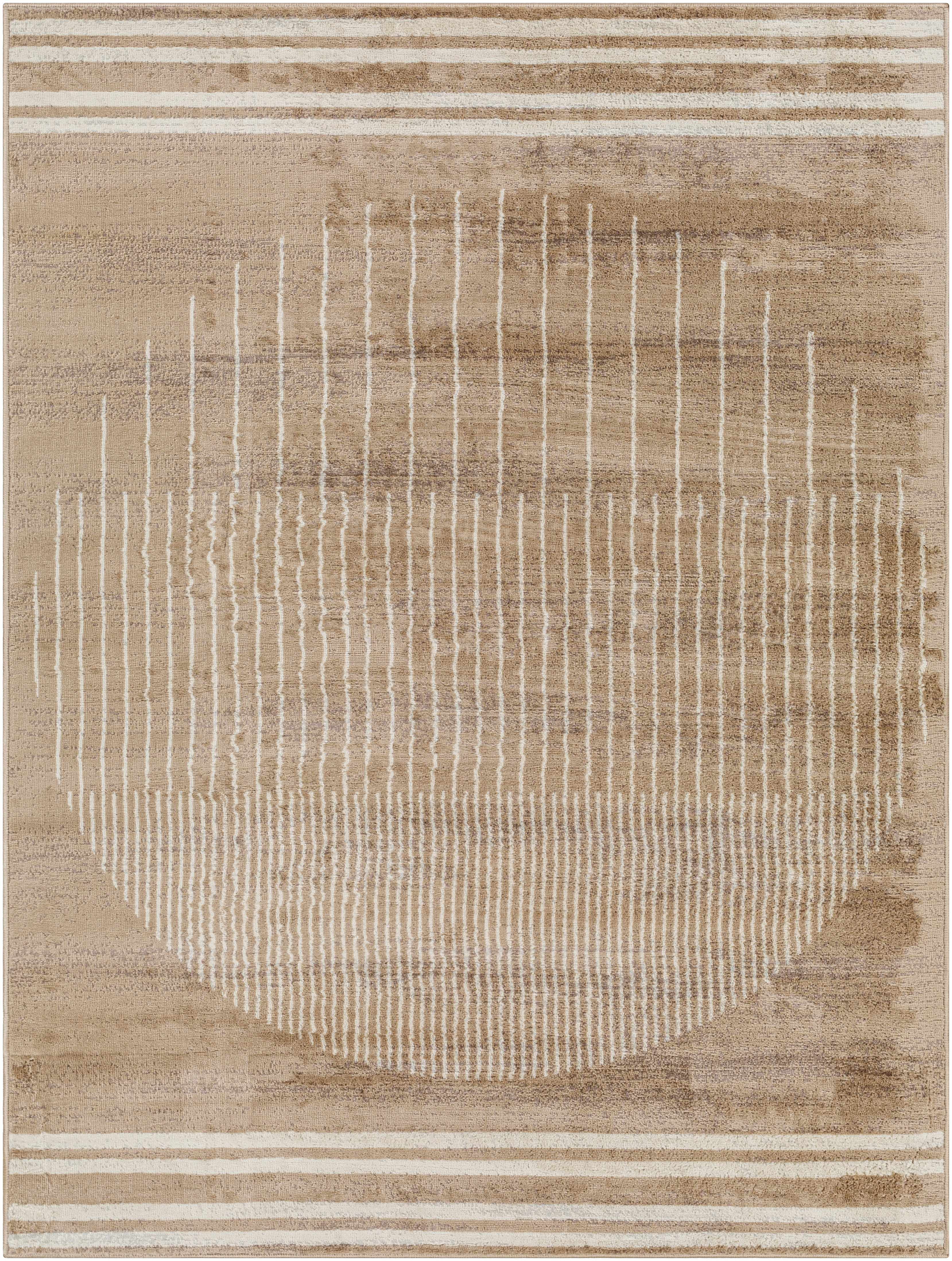 Yoad Tan and Cream Geometric Synthetic Area Rug