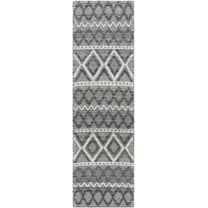 Boutique Rugs Yuka Bohemian, Transitional Runner Rug - Ivory, Charcoal, Light Slate - 2'6" x 8' Runner
