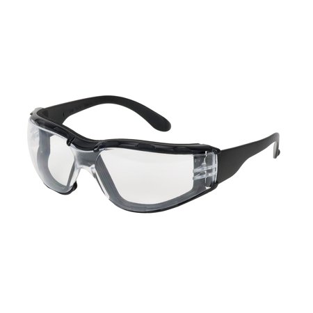 Z12F, Safety Glasses, Anti-Fog & Anti-Scratch, Clear Lens, Black Frame, Frameless