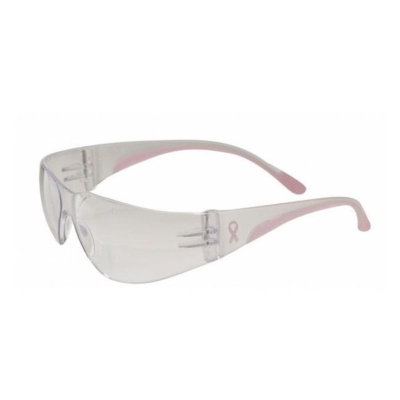 Protective Products 112-250-11-0900 EVA Petite Rimless Safety Glasses with Clear Lens & Anti-Scratch Coating - Clear & Pink