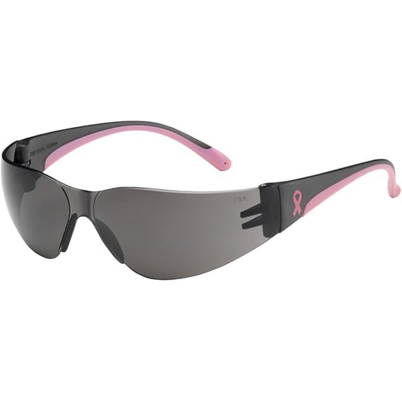 Eva Petite, Safety Glasses, Anti-Scratch, Gray Lens, Gray, Pink Frame, Frameless