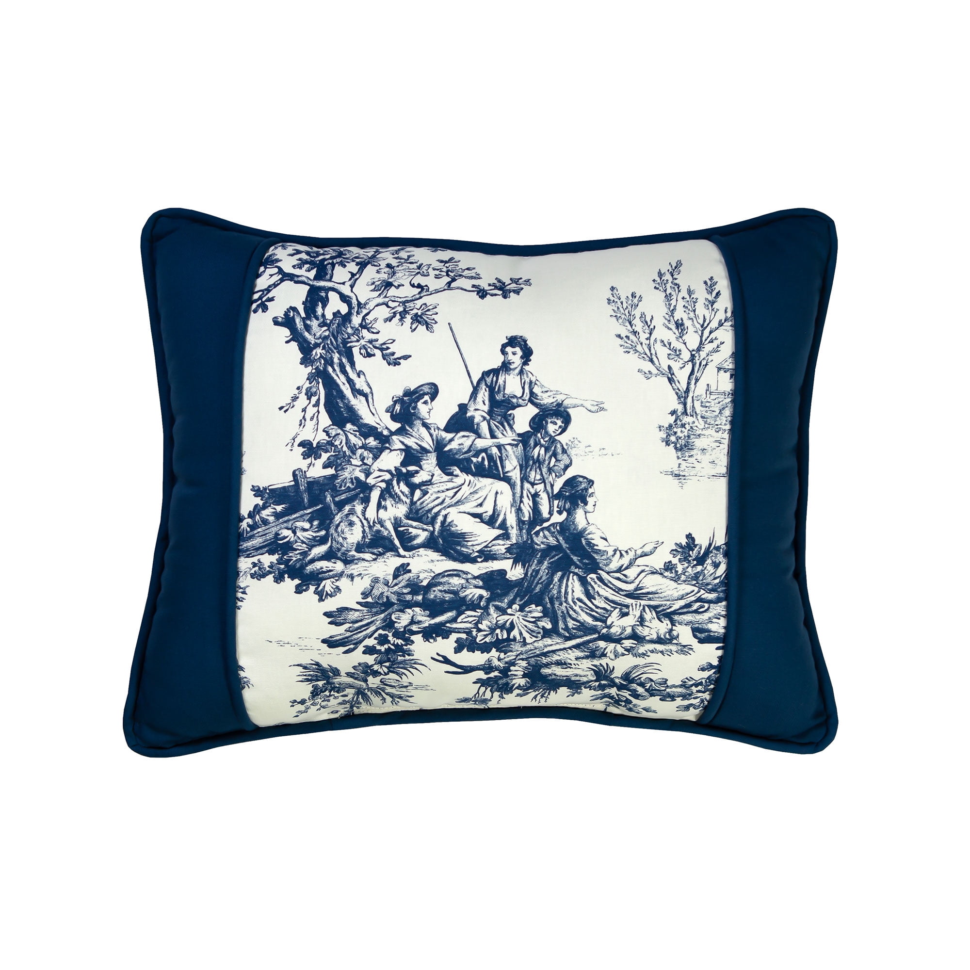 Bouvier Blue and Cream Cotton Breakfast Pillow